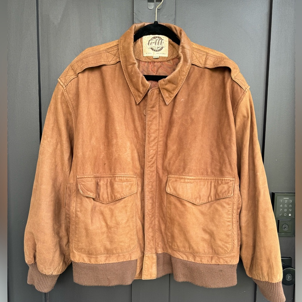 Vintage Global Identity G-lll brown suede leather bomber jacket